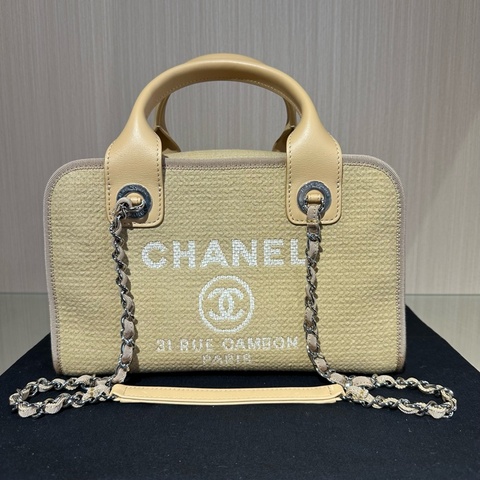CHANEL香奈兒雙C混合纖維 鏈條包 黃色