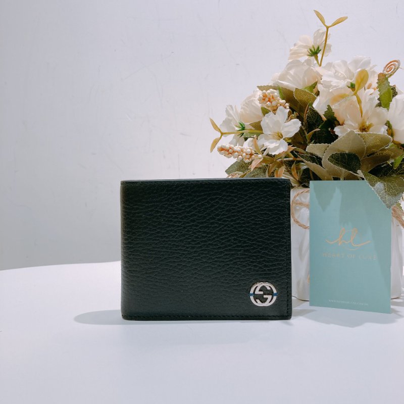 TW4675 Gucci 古馳 男士 拼色 短銀包 GG Marmont Bi-Fold Wallet Calfskin Black x Blue-0