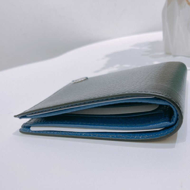 TW4675 Gucci 古馳 男士 拼色 短銀包 GG Marmont Bi-Fold Wallet Calfskin Black x Blue-3