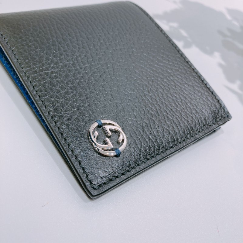 TW4675 Gucci 古馳 男士 拼色 短銀包 GG Marmont Bi-Fold Wallet Calfskin Black x Blue-4