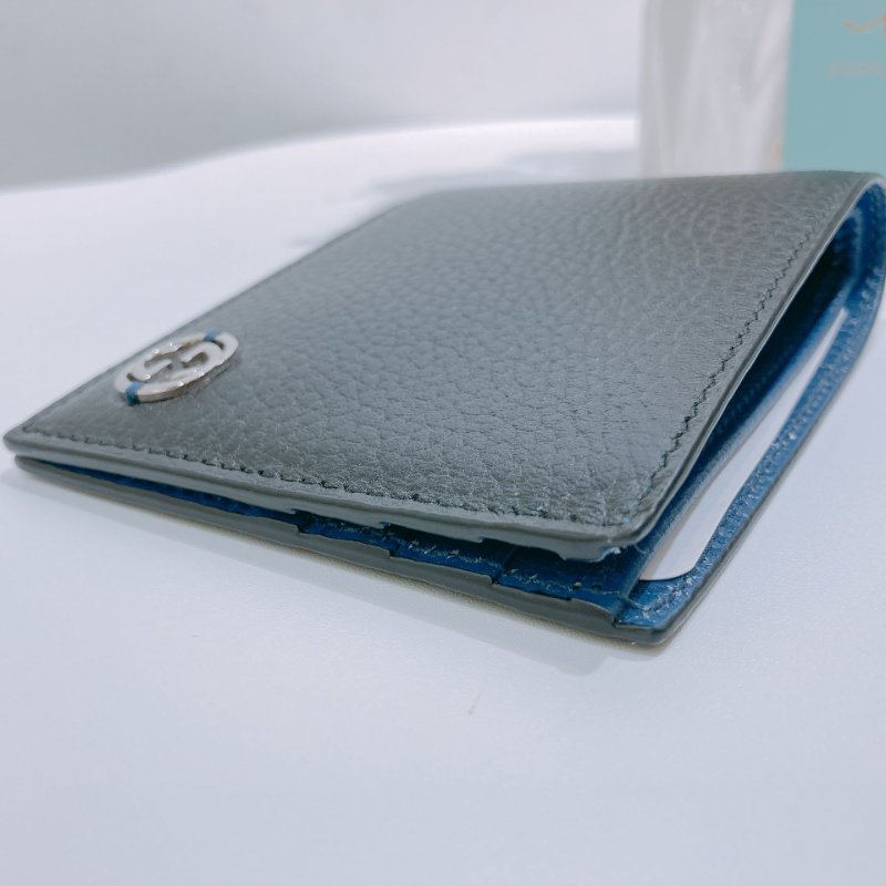 TW4675 Gucci 古馳 男士 拼色 短銀包 GG Marmont Bi-Fold Wallet Calfskin Black x Blue-5