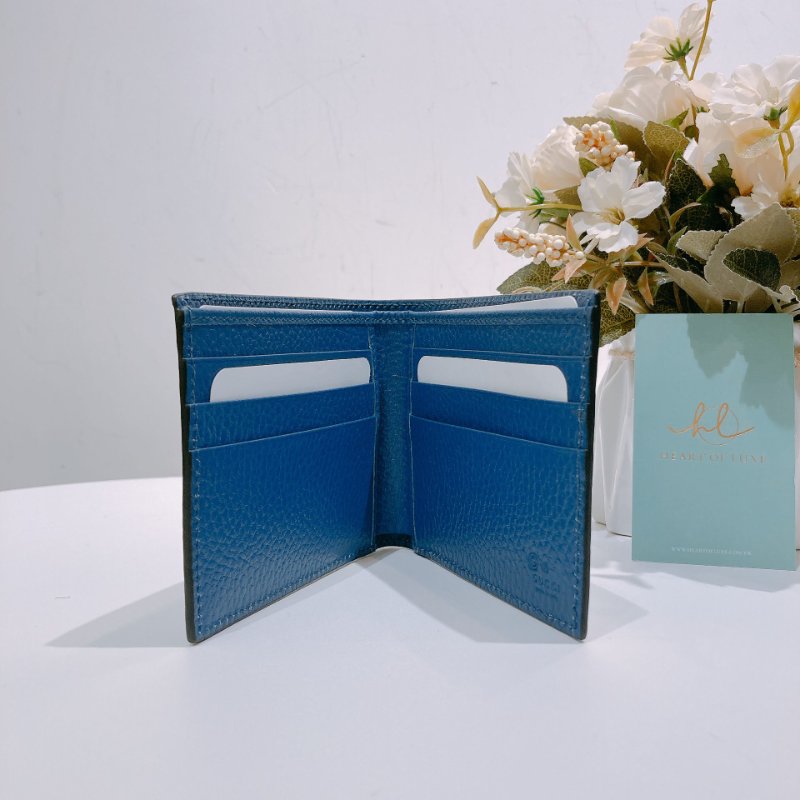 TW4675 Gucci 古馳 男士 拼色 短銀包 GG Marmont Bi-Fold Wallet Calfskin Black x Blue-6