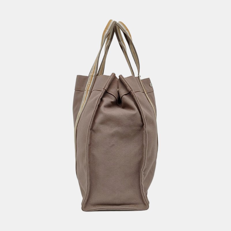 HERMES Escale 鑽石灰帆布手提包 銀色五金 子袋-3