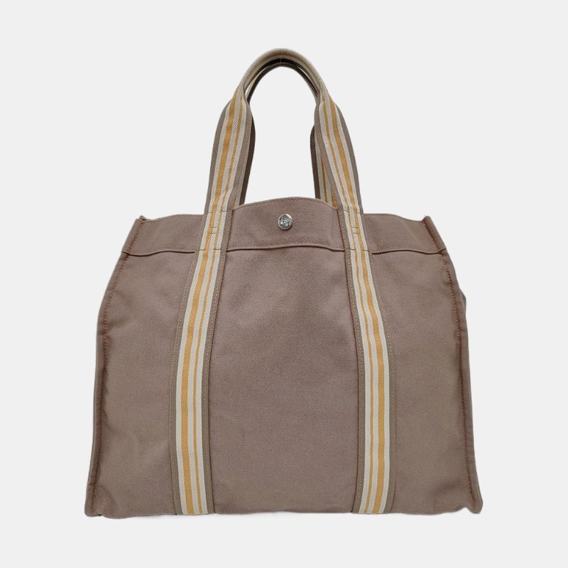 HERMES Escale 鑽石灰帆布手提包 銀色五金 子袋-4