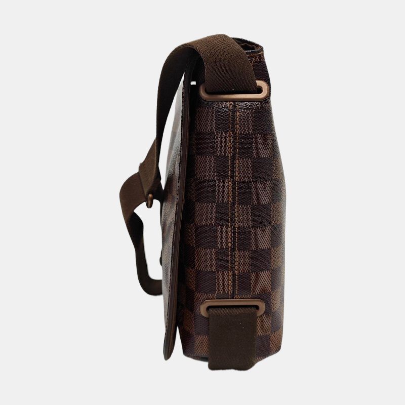 LOUIS VUITTON BROOKLYN小號棕色塗層帆布棋盤格單肩包金色五金-2