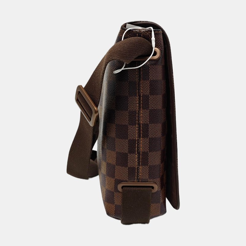 LOUIS VUITTON BROOKLYN小號棕色塗層帆布棋盤格單肩包金色五金-3