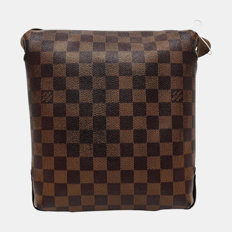 LOUIS VUITTON BROOKLYN小號棕色塗層帆布棋盤格單肩包金色五金-4