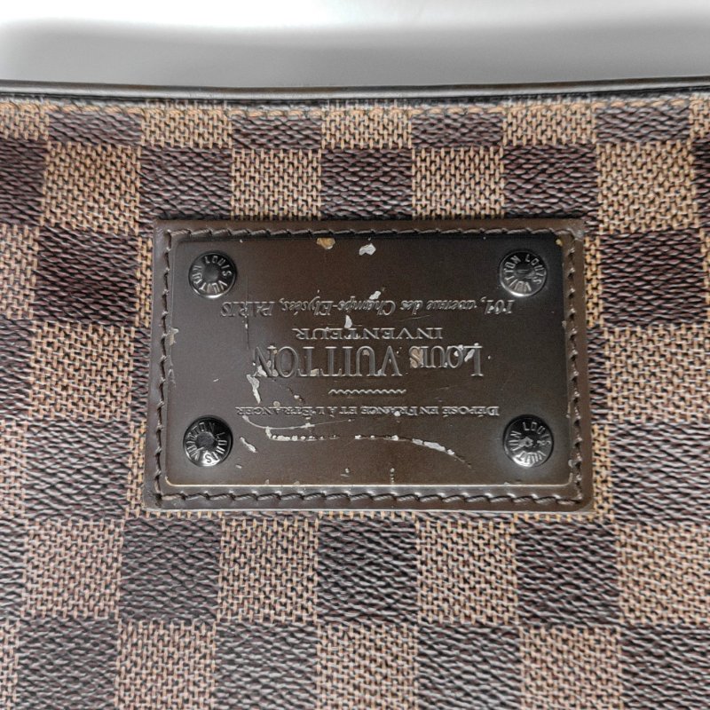 LOUIS VUITTON BROOKLYN小號棕色塗層帆布棋盤格單肩包金色五金-11