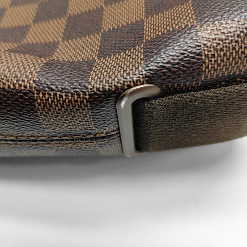 LOUIS VUITTON BROOKLYN小號棕色塗層帆布棋盤格單肩包金色五金-12