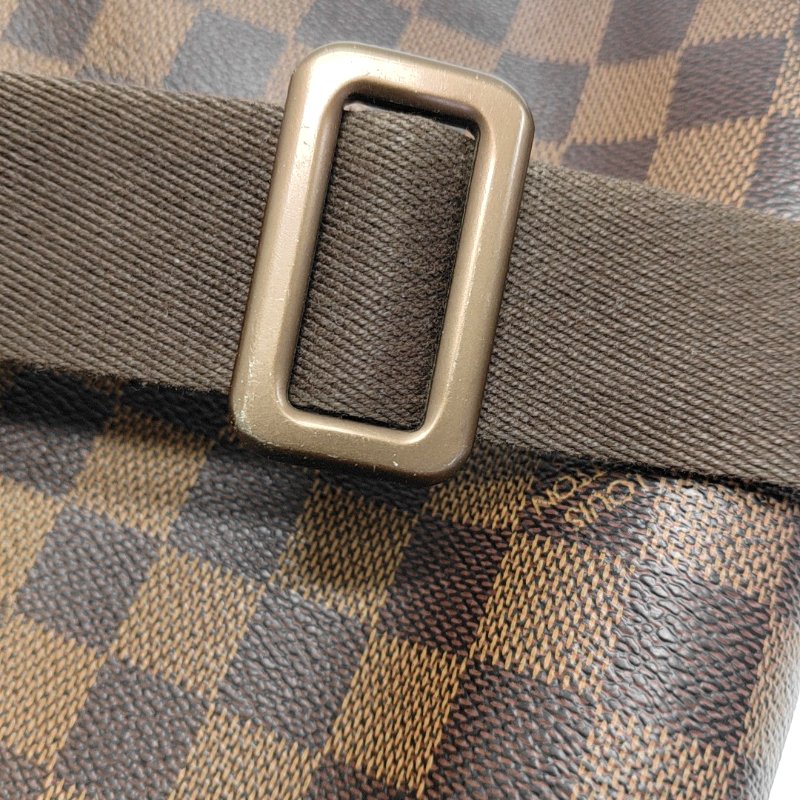 LOUIS VUITTON BROOKLYN小號棕色塗層帆布棋盤格單肩包金色五金-14