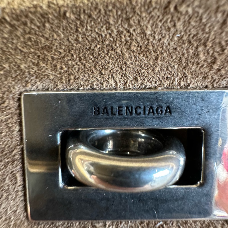 巴黎世家Rodeo絨面皮 單肩包 大號 褐色-4