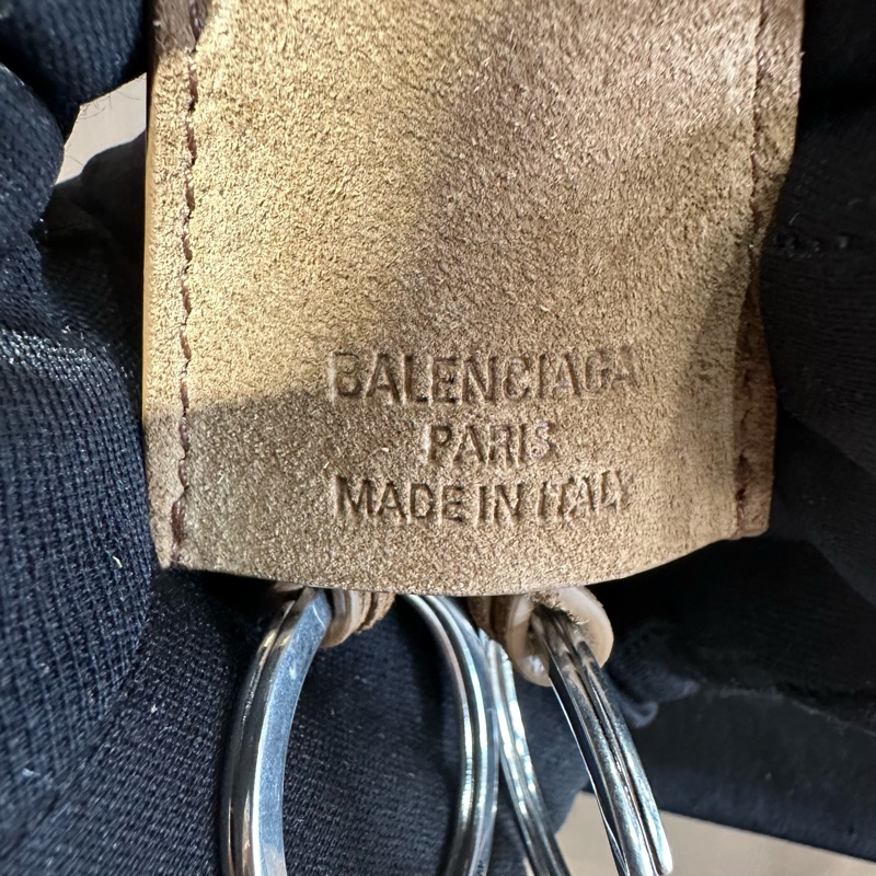 巴黎世家Rodeo絨面皮 單肩包 大號 褐色-5