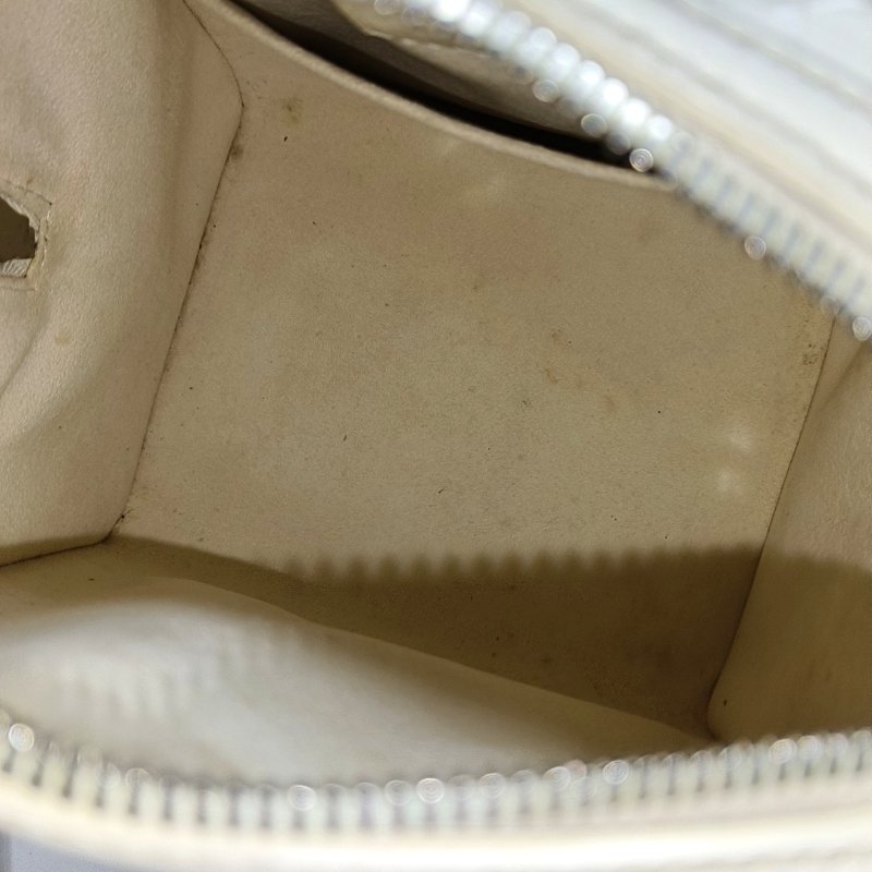 LOUIS VUITTON SPEEDY CUBE 小號白色漆皮棋盤格波士頓包單肩包手提包斜挎包銀色五金可拆卸肩帶-6