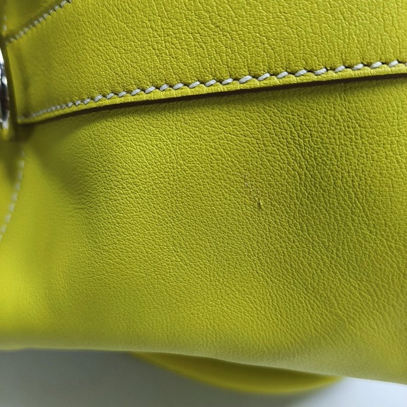 HERMES Toolbox 26 檸檬黃Swift牛皮單肩包銀色五金Q刻中古款可拆卸肩帶-11