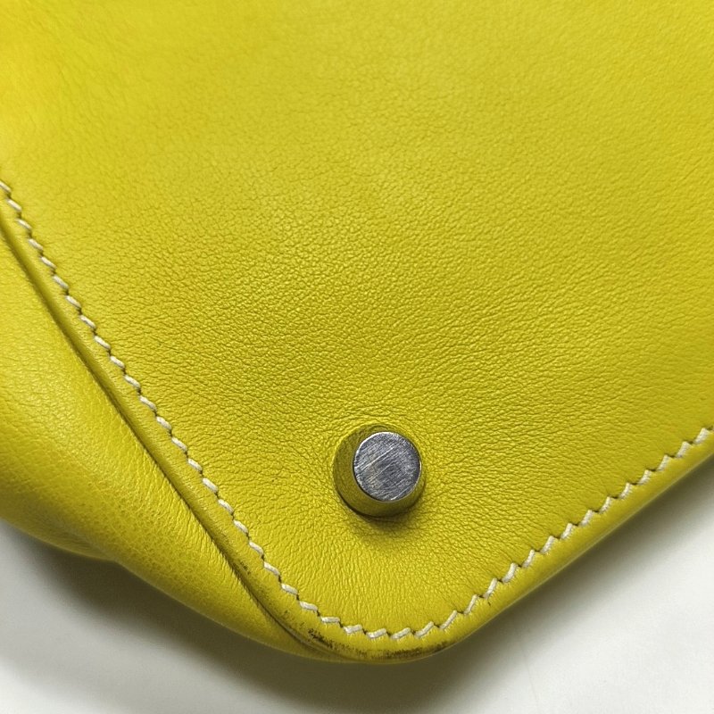 HERMES Toolbox 26 檸檬黃Swift牛皮單肩包銀色五金Q刻中古款可拆卸肩帶-13