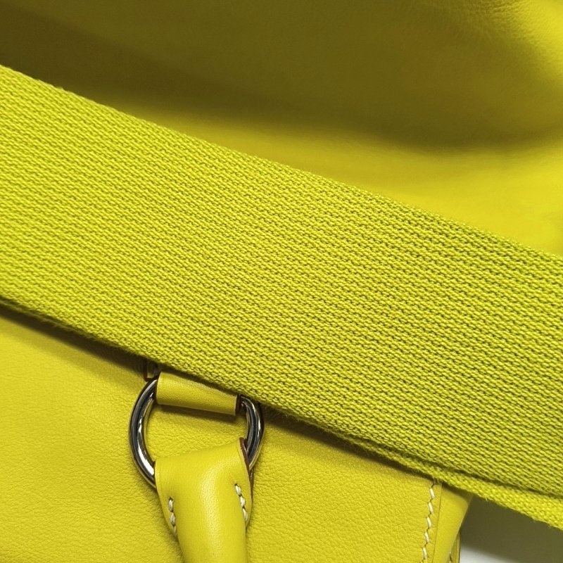 HERMES Toolbox 26 檸檬黃Swift牛皮單肩包銀色五金Q刻中古款可拆卸肩帶-18