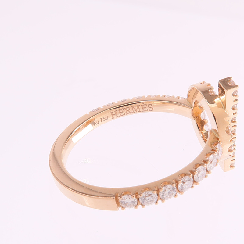 HERMES 18K玫瑰金Finesse Ring鑽石戒指Hermes#55/US#7.25-5