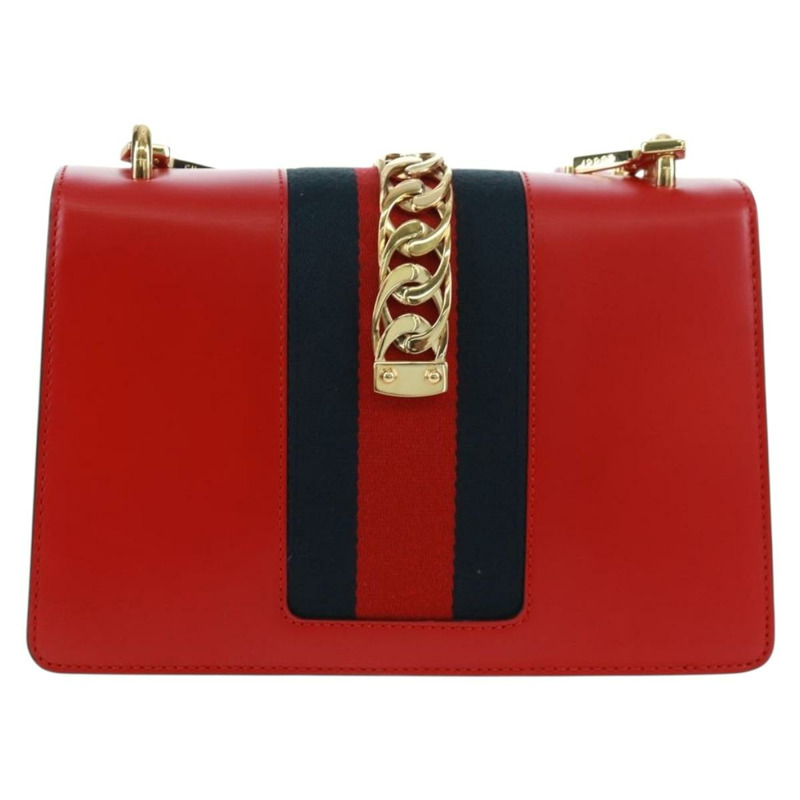 【日本直送】GUCCI Silvi Sherry Line 皮革雙肩包 紅色金色 421882 正品 BA9495V-1