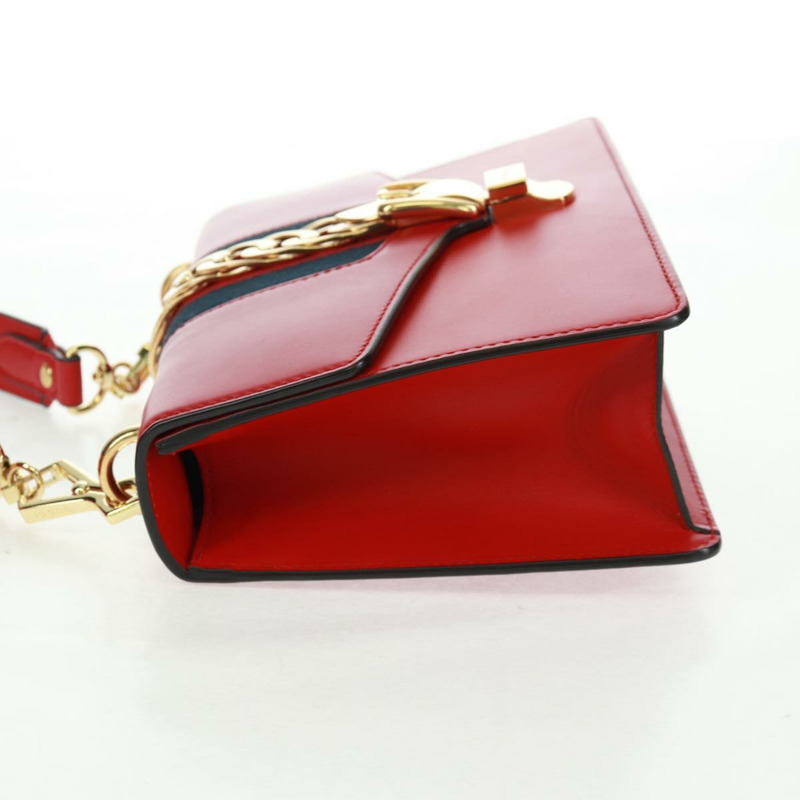 【日本直送】GUCCI Silvi Sherry Line 皮革雙肩包 紅色金色 421882 正品 BA9495V-2