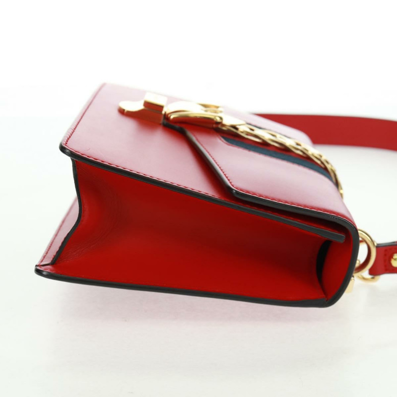 【日本直送】GUCCI Silvi Sherry Line 皮革雙肩包 紅色金色 421882 正品 BA9495V-3