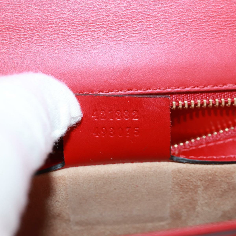 【日本直送】GUCCI Silvi Sherry Line 皮革雙肩包 紅色金色 421882 正品 BA9495V-11