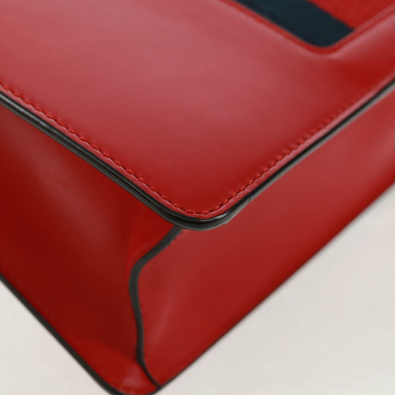 【日本直送】GUCCI Silvi Sherry Line 皮革雙肩包 紅色金色 421882 正品 BA9495V-15