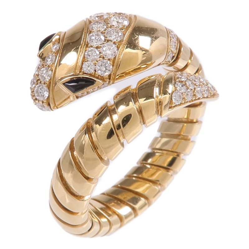 BVLGARI 18K黃金Serpenti Tubogas Ring鑽石戒指Bvlgari#51-53/US#5.5-6.5-0