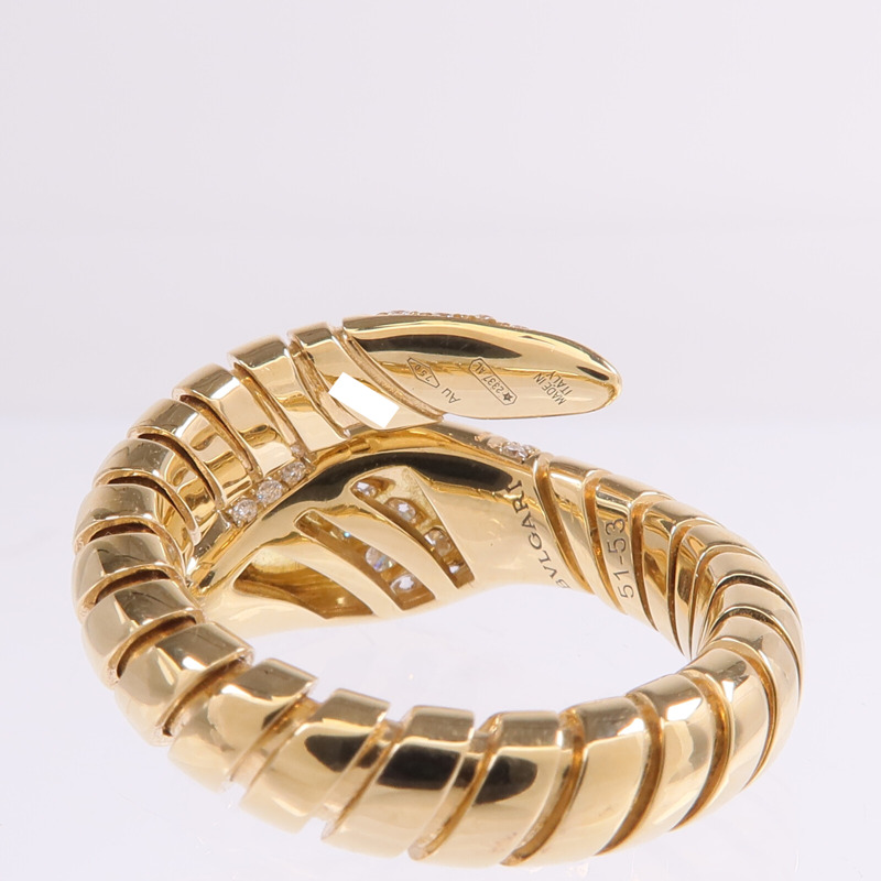BVLGARI 18K黃金Serpenti Tubogas Ring鑽石戒指Bvlgari#51-53/US#5.5-6.5-4