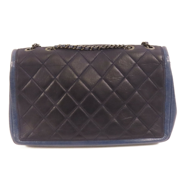 CHANEL 牛皮皮革Chain Sholder Bag銀扣肩背袋-1