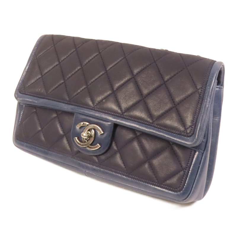 CHANEL 牛皮皮革Chain Sholder Bag銀扣肩背袋-2