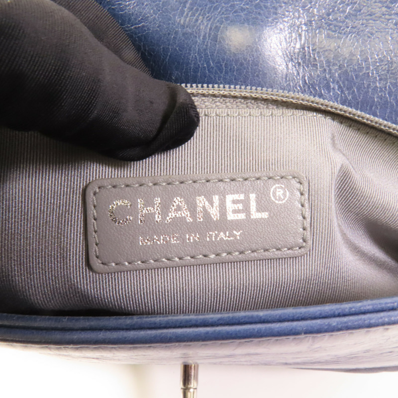 CHANEL 牛皮皮革Chain Sholder Bag銀扣肩背袋-9