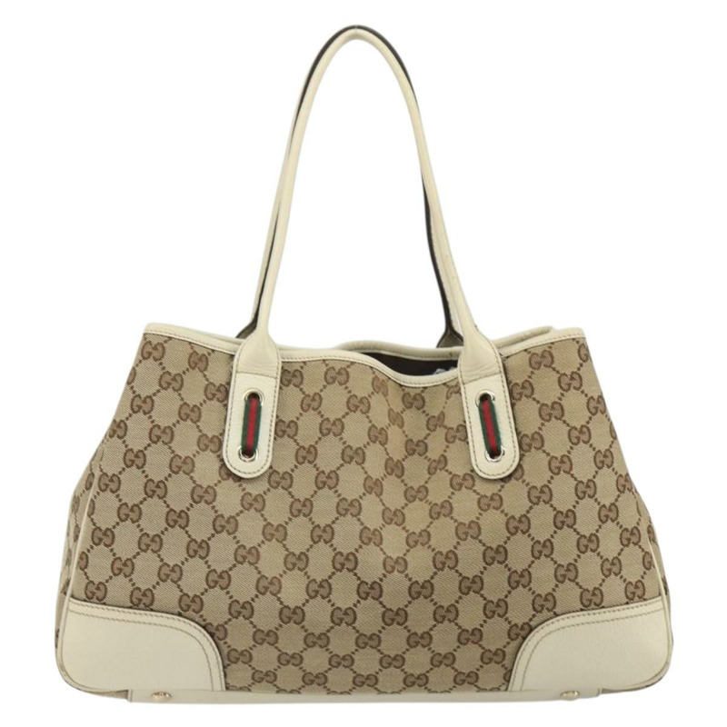 【日本直送】GUCCI GG帆布織帶雪莉系列手提包 米色 金色 163805 正品 162183-1