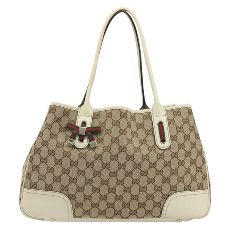 【日本直送】GUCCI GG帆布織帶雪莉系列手提包 米色 金色 163805 正品 162183-12