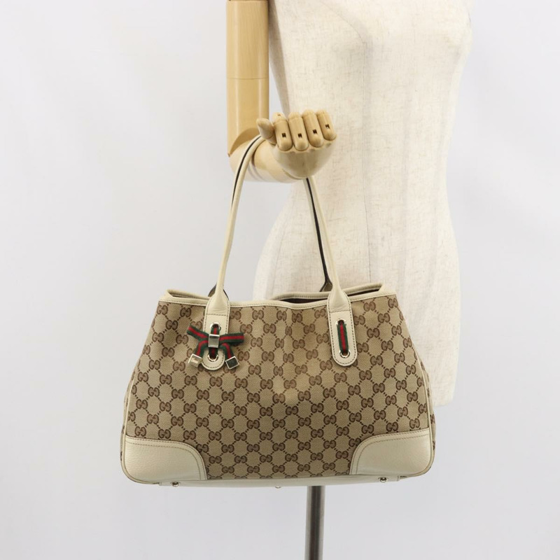 【日本直送】GUCCI GG帆布織帶雪莉系列手提包 米色 金色 163805 正品 162183-22