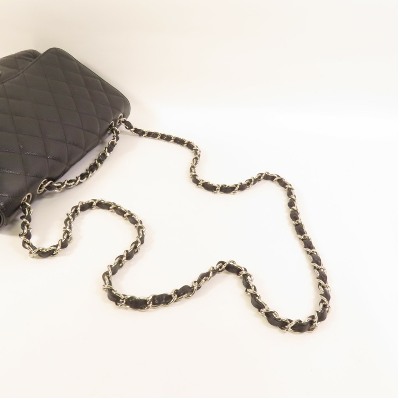 CHANEL 牛皮皮革Large Classic銀扣肩背袋-4