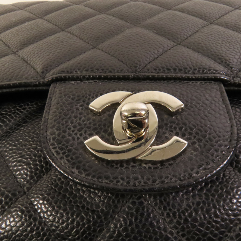 CHANEL 牛皮皮革Large Classic銀扣肩背袋-5