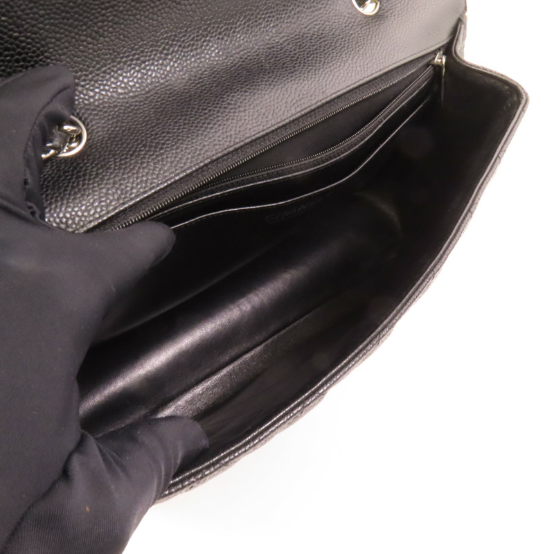 CHANEL 牛皮皮革Large Classic銀扣肩背袋-6