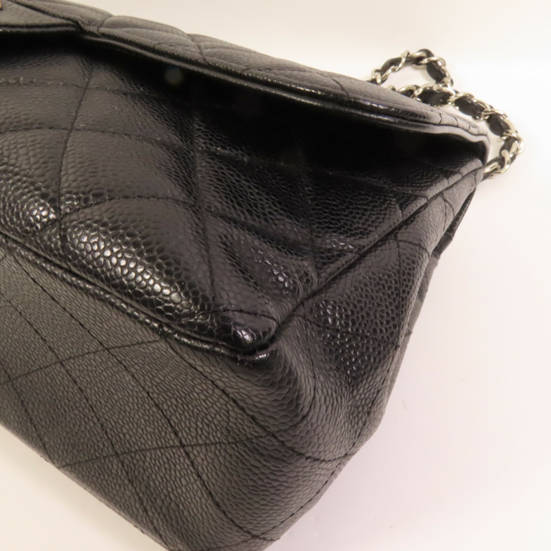 CHANEL 牛皮皮革Large Classic銀扣肩背袋-10