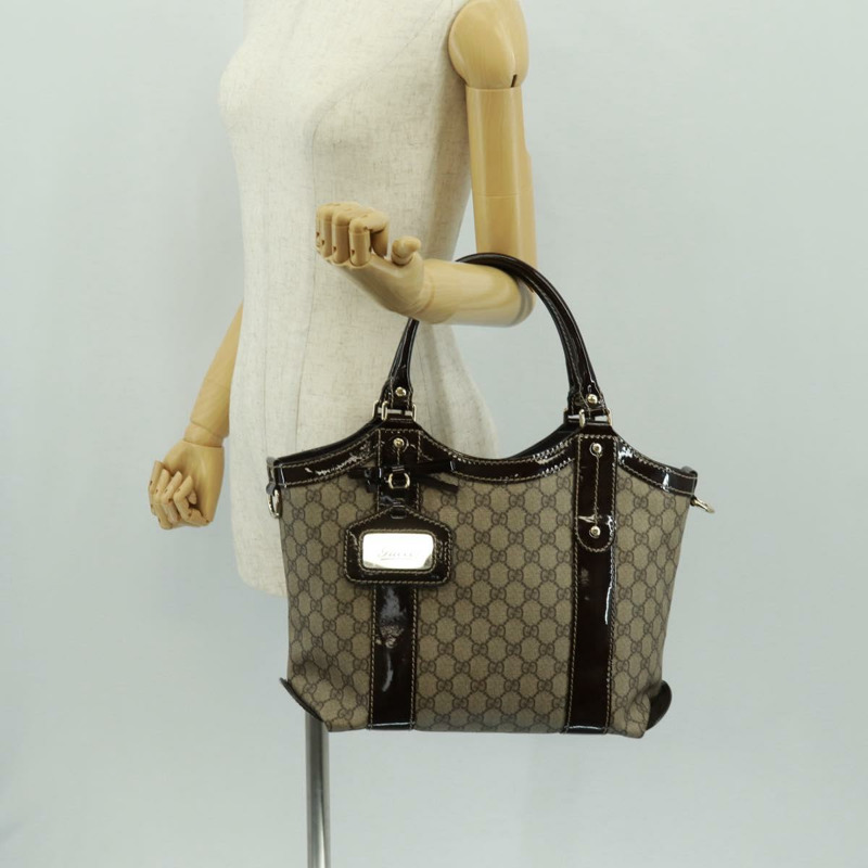 【日本直送】GUCCI GG Supreme 托特包 PVC 米色 金色 203521 正品 162307V-21