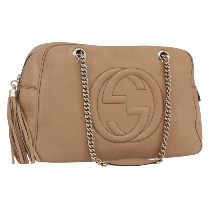 【日本直送】GUCCI 互扣鏈條肩背包 皮革 粉紅金 353126 正品 164096V-0