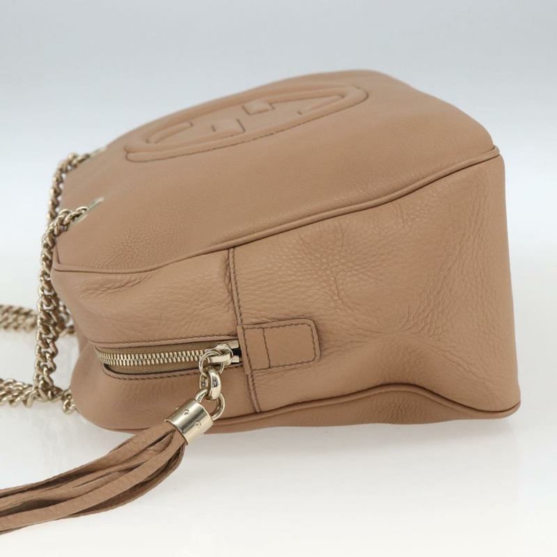 【日本直送】GUCCI 互扣鏈條肩背包 皮革 粉紅金 353126 正品 164096V-2