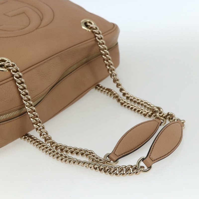 【日本直送】GUCCI 互扣鏈條肩背包 皮革 粉紅金 353126 正品 164096V-6