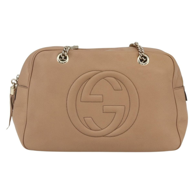 【日本直送】GUCCI 互扣鏈條肩背包 皮革 粉紅金 353126 正品 164096V-12