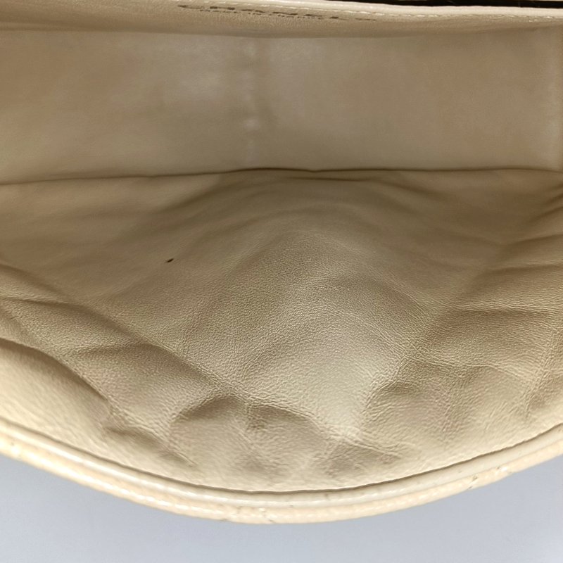 CHANEL CLASSIC FLAP大號米色荔枝紋牛皮菱格紋Jumbo單肩包斜挎包銀色五金12開-14