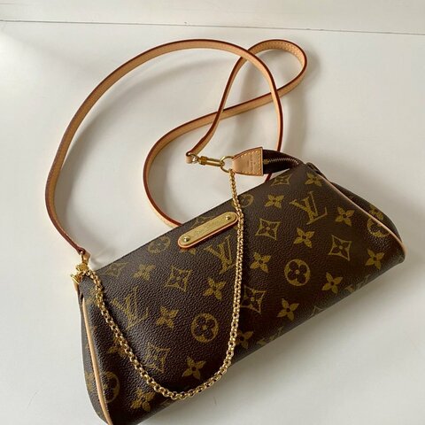 LV Monogram Eva 原花 帆布 金鏈 斜背 肩背 兩用包 M95567