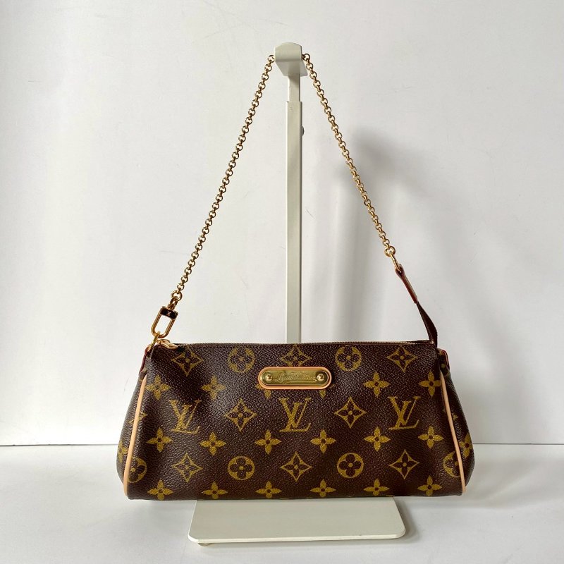 LV Monogram Eva 原花 帆布 金鏈 斜背 肩背 兩用包 M95567-3