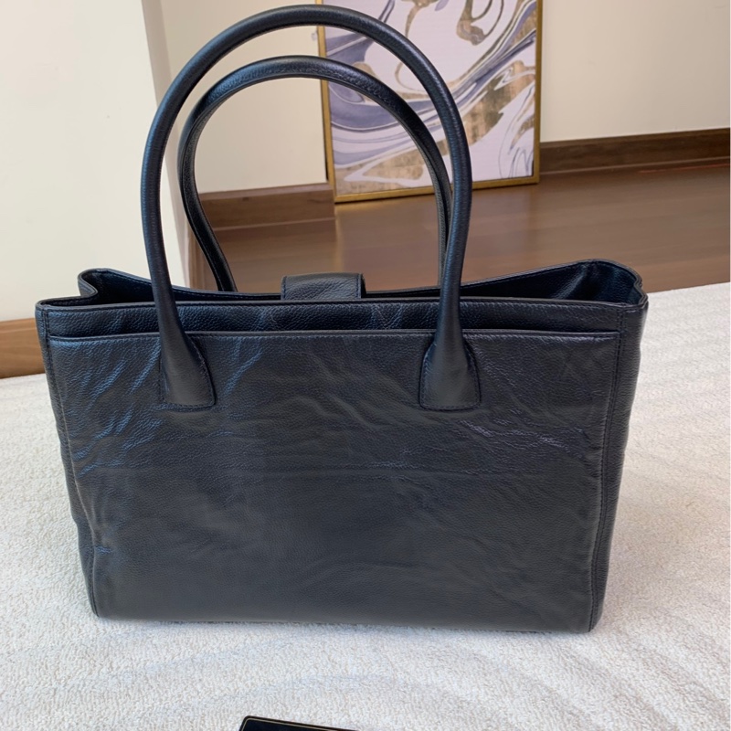 Chanel 香奈兒黑銀牛皮cerf 托特包-3