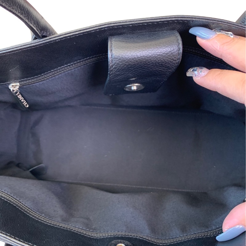 Chanel 香奈兒黑銀牛皮cerf 托特包-8