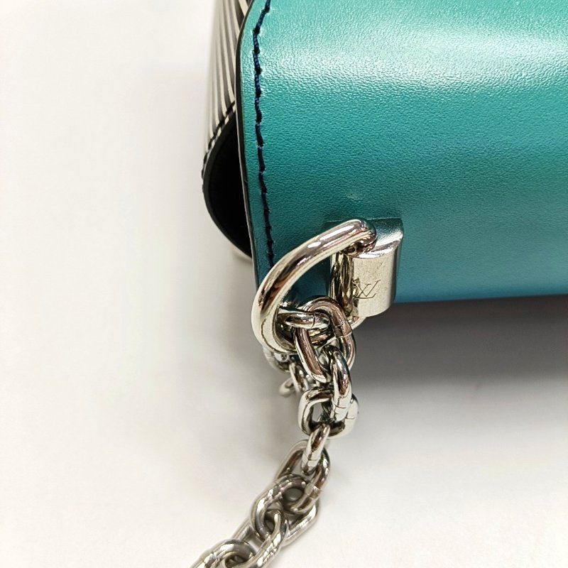 LOUIS VUITTON TWIST中號藍色牛皮斜挎包單肩包銀色五金可拆卸肩帶-14