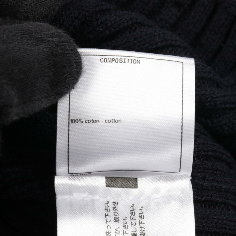 香奈兒 (CHANEL) COCO 標誌紐扣長針織開襟衫 #40 棉質海軍藍二手女款 CC-3